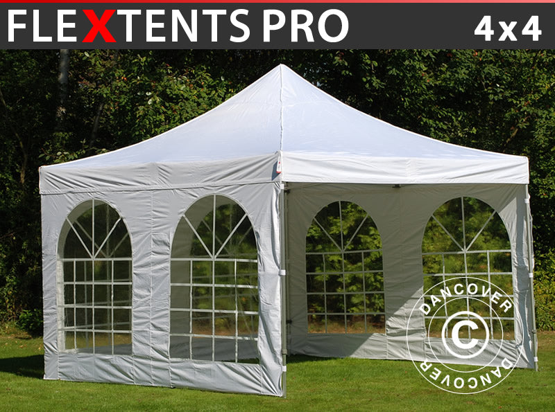 Namiot Ekspresowy FleXtents PRO Vintage Style 4x4m Biały, mq 4 ściany boczne
