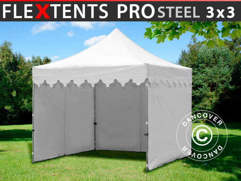 Namiot Ekspresowy FleXtents PRO Steel "Morocco" 3x3m Biały, mq 4 ściany boczne