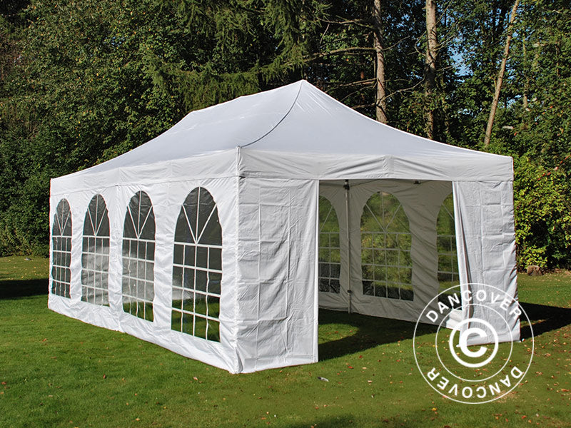 Namiot Ekspresowy FleXtents PRO Steel Vintage Style 4x8m Biały, mq 6 ściany boczne