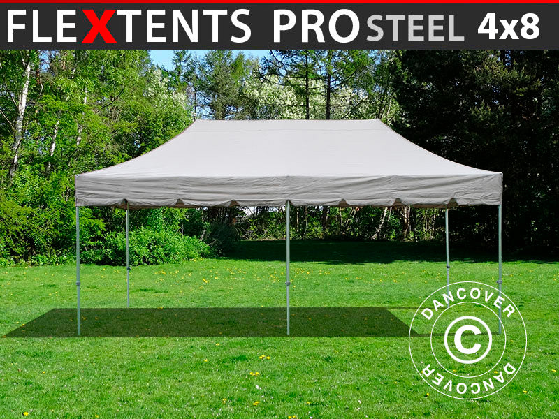 Namiot Ekspresowy FleXtents PRO Steel "Peaked" 4x8m Latte