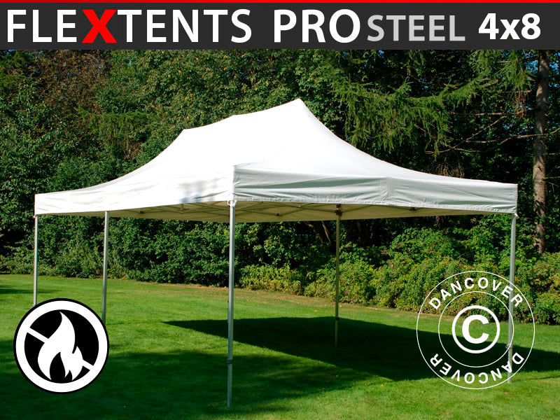 Namiot Ekspresowy FleXtents PRO Steel 4x8m Biały, Ogniotrwale