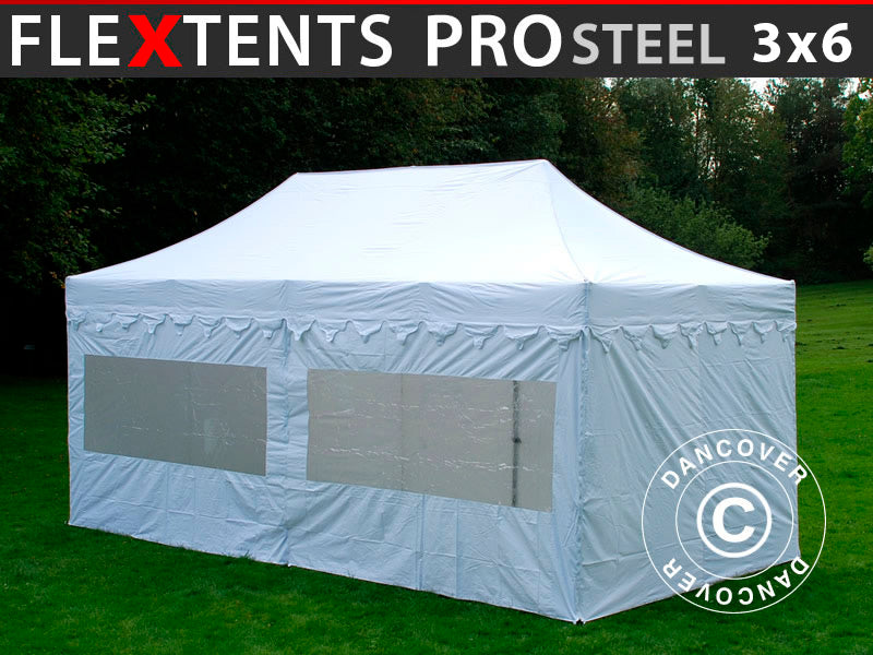 Namiot Ekspresowy FleXtents PRO Steel "Morocco" 3x6m Biały, mq 6 ściany boczne