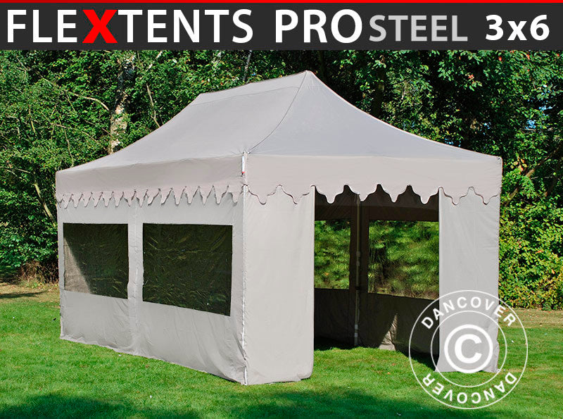 Namiot Ekspresowy FleXtents PRO Steel "Morocco" 3x6m Latte, mq 6 ściany boczne