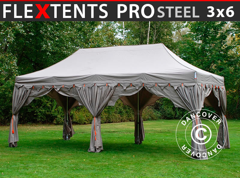 Namiot Ekspresowy FleXtents PRO Steel "Raj" 3x6m Latte/Pomaranczowy