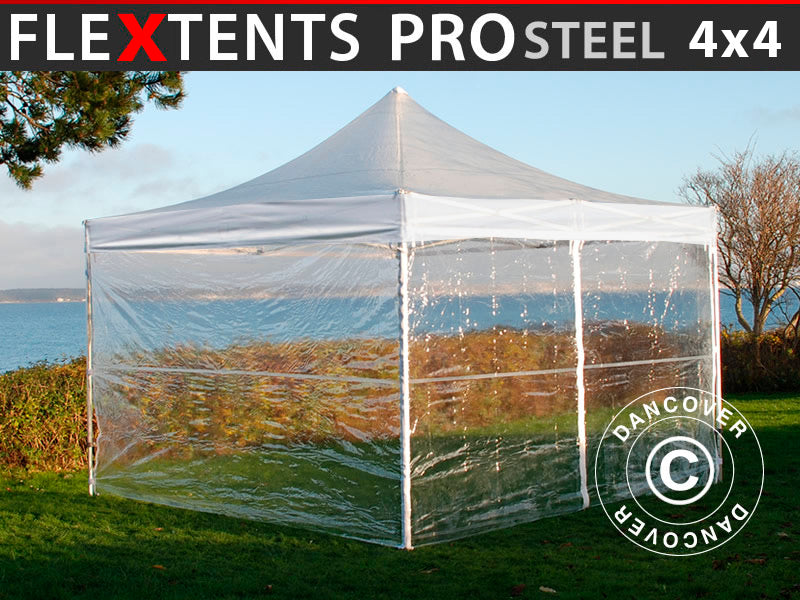 Namiot Ekspresowy FleXtents PRO Steel 4x4m Przezroczysty, mq 4 ściany boczne