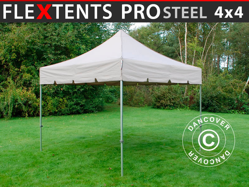 Namiot Ekspresowy FleXtents PRO Steel "Peaked" 4x4m Latte