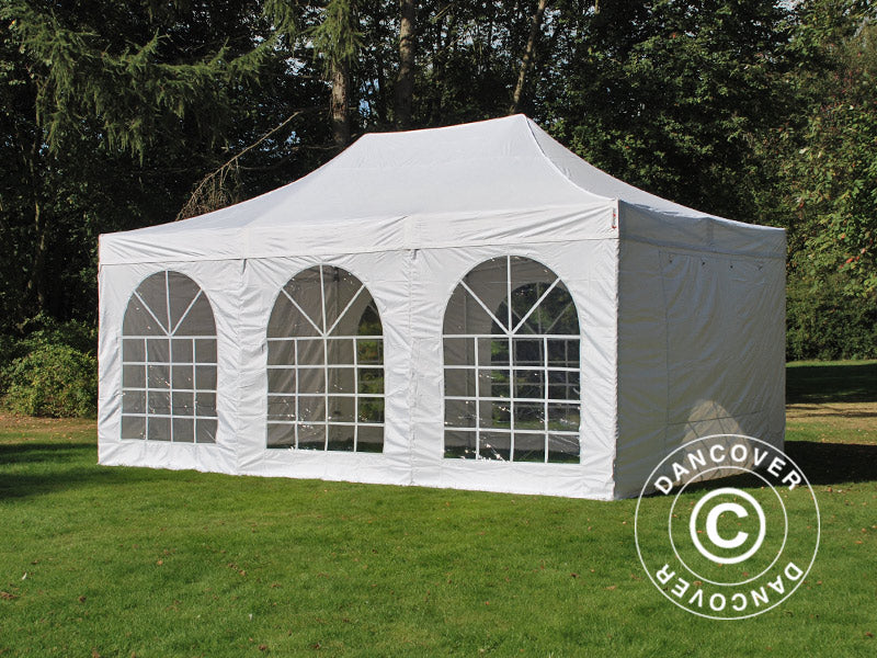 Namiot Ekspresowy FleXtents PRO Steel Vintage Style 4x6m Biały, mq 8 ściany boczne