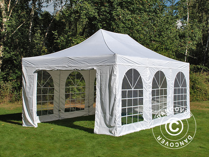 Namiot Ekspresowy FleXtents PRO Steel Vintage Style 4x6m Biały, mq 8 ściany boczne