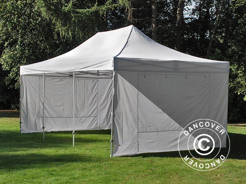 Namiot Ekspresowy FleXtents PRO Steel Vintage Style 4x6m Biały, mq 8 ściany boczne