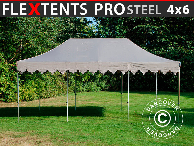 Namiot Ekspresowy FleXtents PRO Steel "Morocco" 4x6m Latte