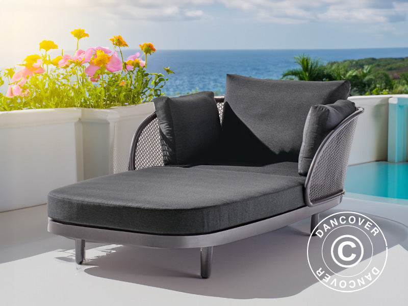 Leżak ogrodowe Samoa, 1,17x2,1x0,71m, Stalowoszary/Szary