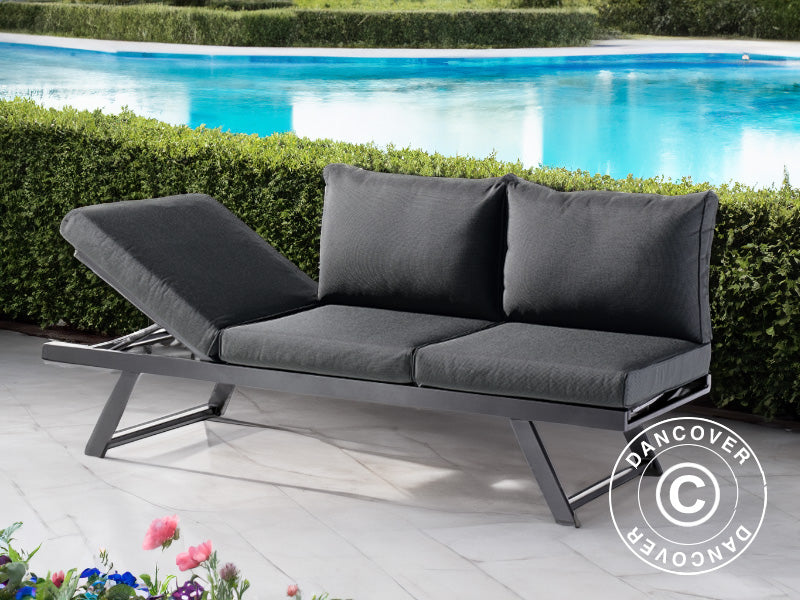 Leżak ogrodowy Auckland, 0,8x2,04x0,89m, Stalowoszary/Szary