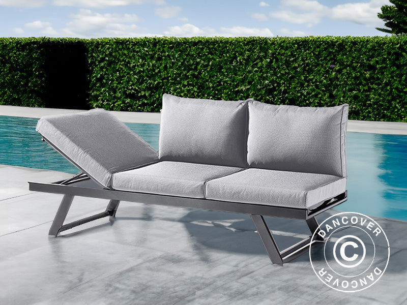 Leżak ogrodowy Auckland, 0,8x2,04x0,89m, Stalowoszary/Jasny Szary