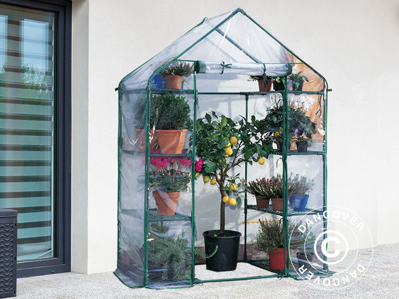 Tunel foliowy z 8 półkami, 0,73x1,4x2m, 1m², Zielony/Przezroczysty