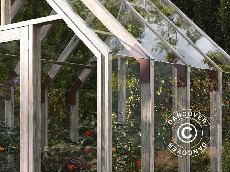 Drewniana szklarnia/pawilon ogrodowy z szopą, 2,4x4,31x2,83m, 9,4m², Szary