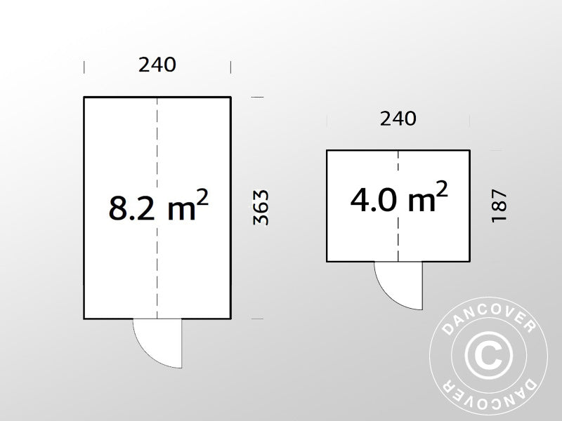 Drewniana szklarnia/pawilon ogrodowy z szopą, 2,4x5,5x2,83m, 12,24m², Szary