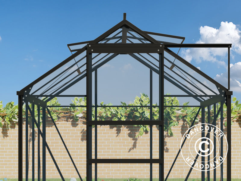 Szklarnia szklana 1,86x2,53x2m z podstawą, 4,7m², Czarna