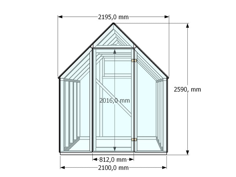 Drewniana szklarnia Aigle, 2,1x2,05x2,59m, 4,3m&sup2;, Naturalne drewno