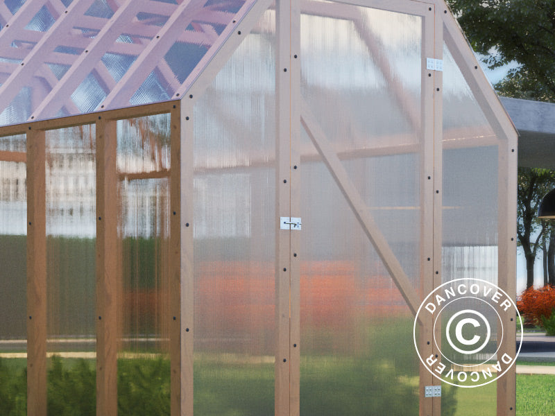 Drewniana szklarnia Aigle, 2,1x3,1x2,59m, 6,5m², naturalne drewno