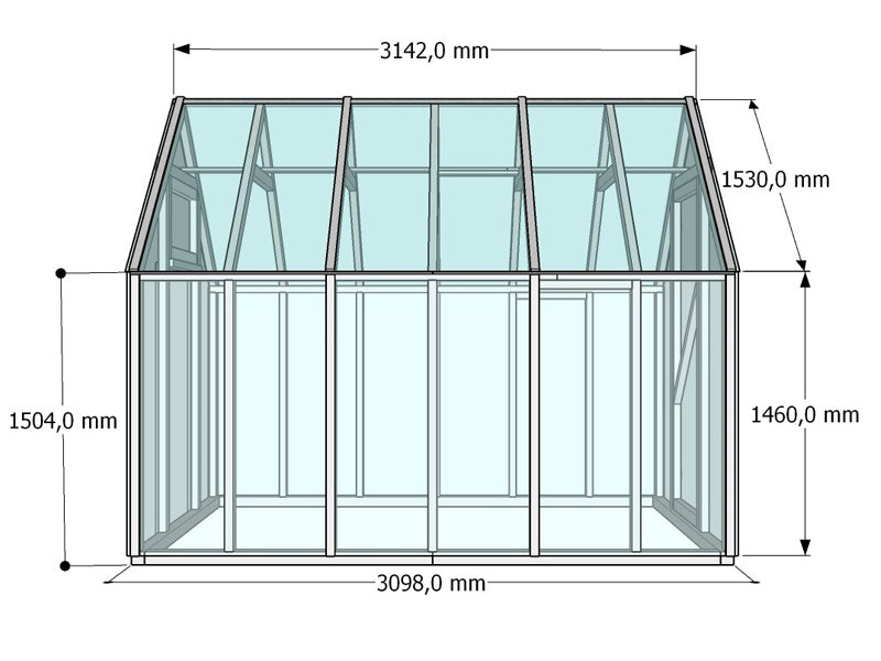 Drewniana szklarnia Aigle, 2,1x3,1x2,59m, 6,5m², naturalne drewno