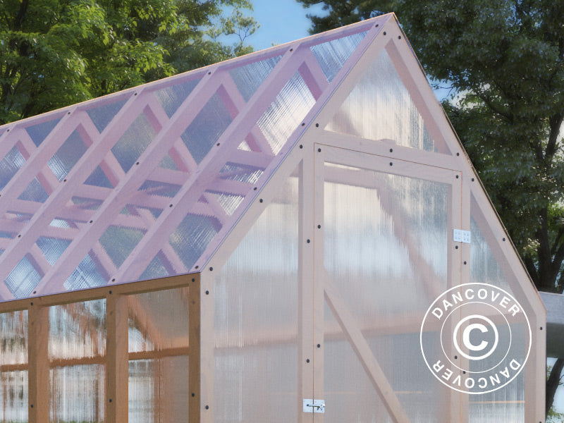 Drewniana szklarnia Aigle, 2,1x4,15x2,59m, 8,7m², Naturalne drewno