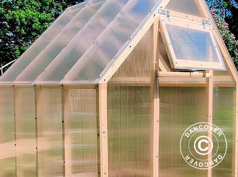 Drewniana szklarnia Aigle, 2,1x4,15x2,59m, 8,7m², Naturalne drewno