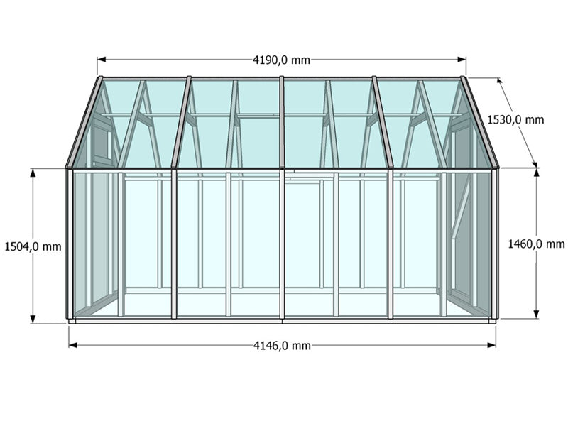 Drewniana szklarnia Aigle, 2,1x4,15x2,59m, 8,7m², Naturalne drewno