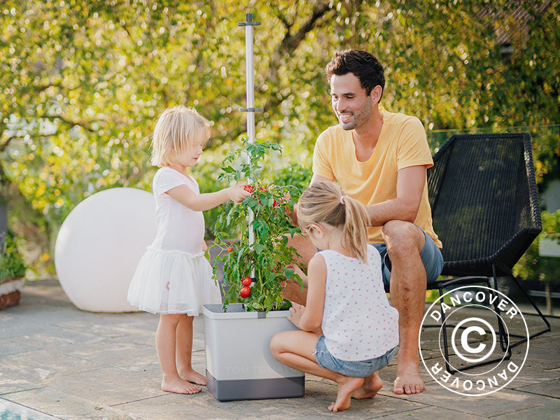 Donica, TOM TOMATO, z tyczką i zbiornikiem na wodę, Jasnoszara