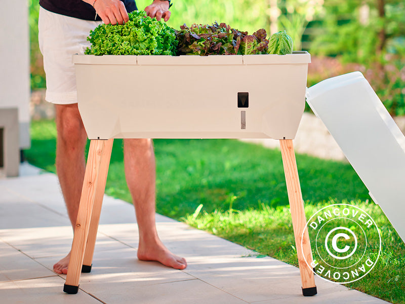 Podwyższona grządka, SAMMY SALAD, z przykryciem i zbiornikiem na wodę, Jasnoszara