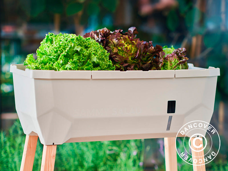 Podwyższona grządka, SAMMY SALAD, z przykryciem i zbiornikiem na wodę, Jasnoszara