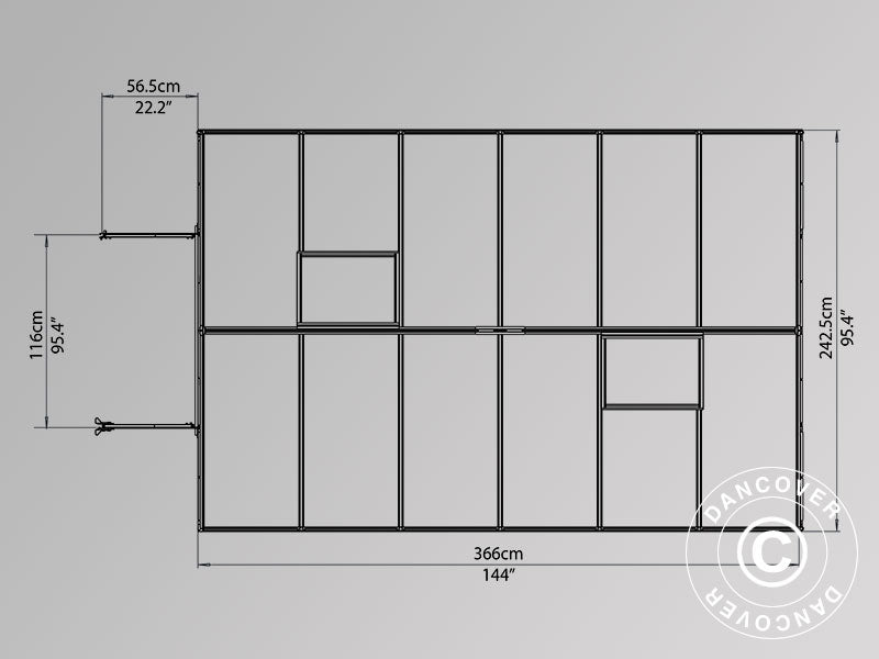 Szklarnia z poliwęglanu Balance 8,9m², Palram/Canopia, 2,44x3,67x2,29m Srebrny