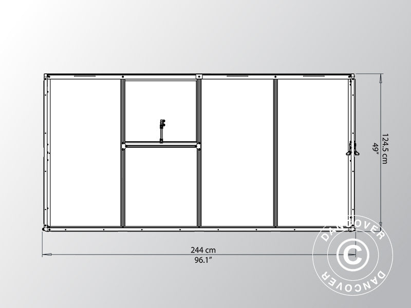 Szklarnia przyścienna z poliwęglanu, 3,05m&sup2;, Palram/Canopia, 1,25x2,44x2,25m, Srebrny
