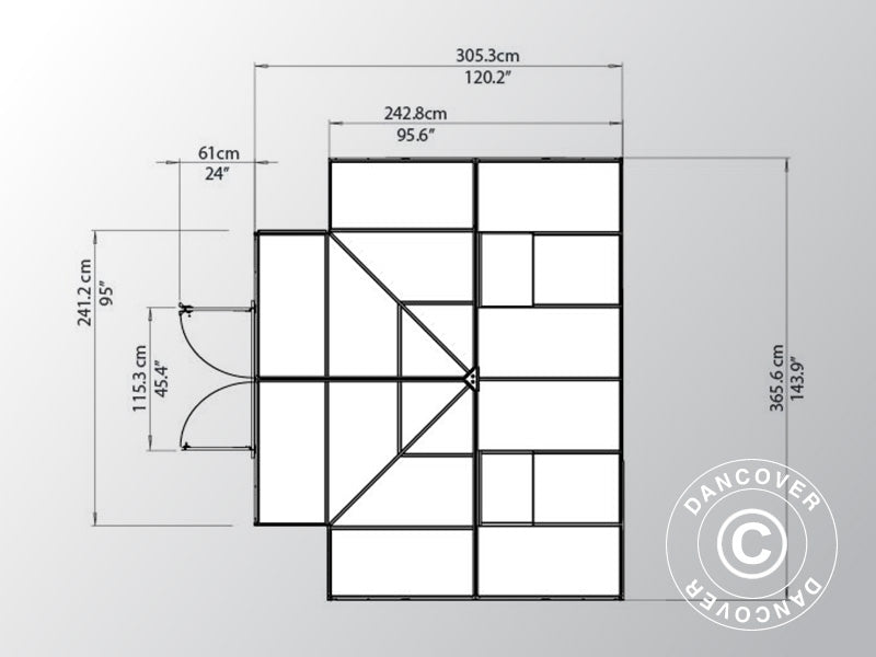 Oranżeria z poliwęglanu VICTORY, 10,41m&sup2;, Palram/Canopia, 3,66x3,05x2,69m, Szara