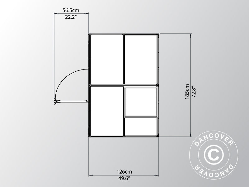 Szklarnia z poliwęglanu 2,3m², Palram/Canopia, 1,85x1,26x2,08m, srebrna