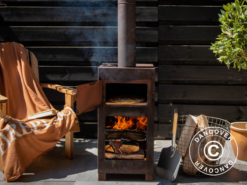 Piec do pizzy na drewno opałowe, 38,9x38,9x140,5cm, Kolor rdzy