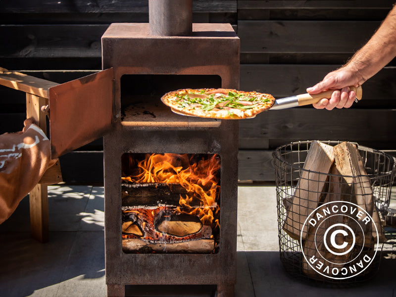 Piec do pizzy na drewno opałowe, 38,9x38,9x140,5cm, Kolor rdzy