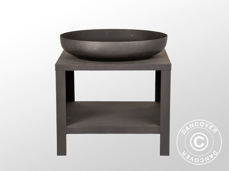 Misa paleniskowa z półką na drewno, 60,9x60,9x62cm, Czarna