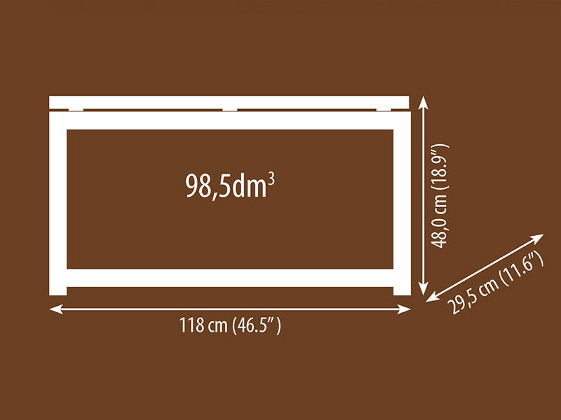 Ławka z miejscem na drewno, 29,5x118x48cm, Czarna/W kolorze drewna