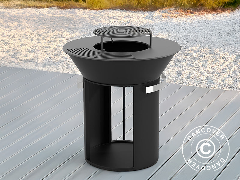 Misa paleniskowa z miejscem na drewno, &Oslash;93x98cm, Czarny