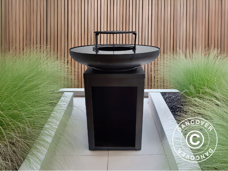 Misa paleniskowa z miejscem na drewno, Ø60x73cm, Czarny