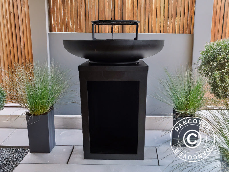 Misa paleniskowa z miejscem na drewno, Ø60x73cm, Czarny