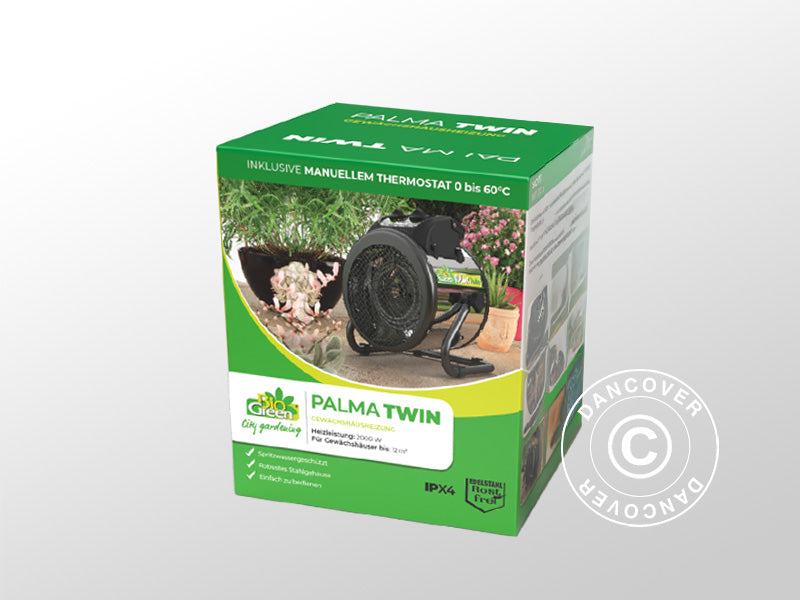 Promiennik do szklarni, Palma Twin, ręczny, 1000/2000 W, Czarno/Srebrny