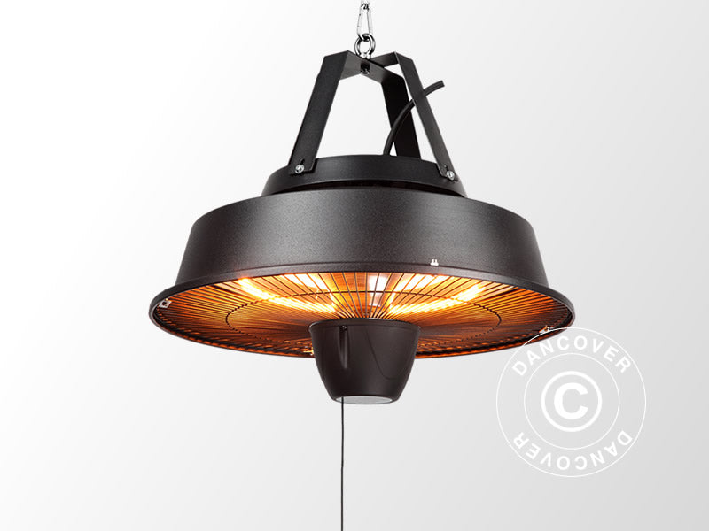Wiszący halogenowy promiennik tarasowy IRABU, 1500W, czarny