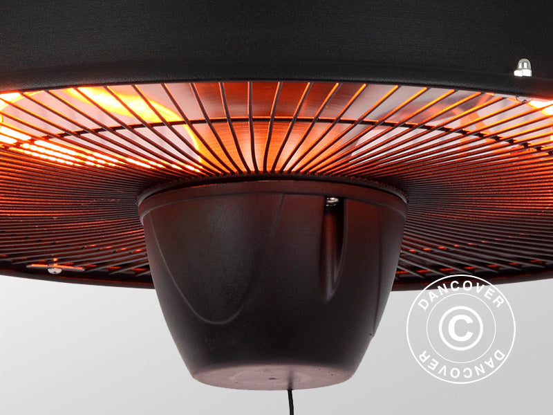 Wiszący węglowy promiennik tarasowy Irabu, 1500W, Czarny