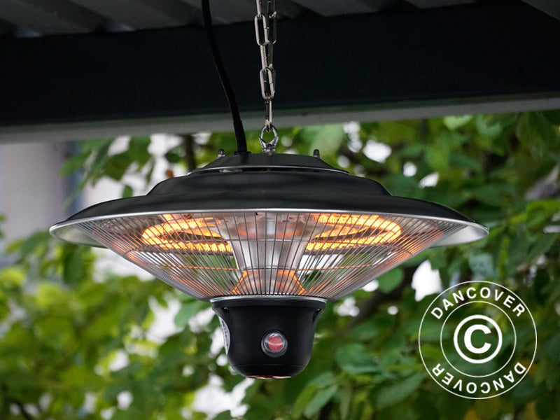 Wiszący promiennik tarasowy PALAU z promiennikiem podczerwieni, 500/1000/1500W, aluminium