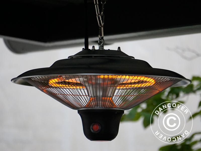 Wiszący promiennik tarasowy PALAU z promiennikiem podczerwieni, 500/1000/1500W, aluminium