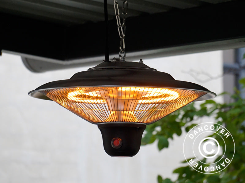 Wiszący promiennik tarasowy PALAU z promiennikiem podczerwieni, 500/1000/1500W, aluminium