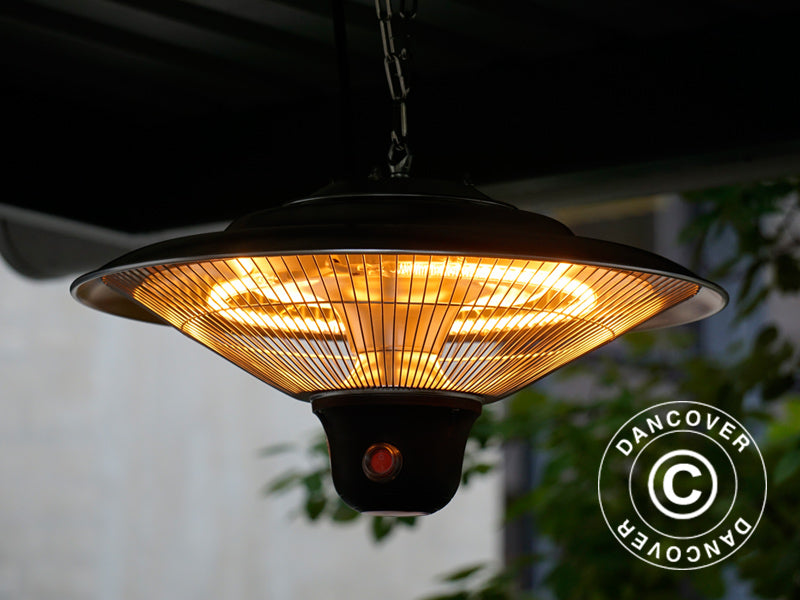 Wiszący promiennik tarasowy PALAU z promiennikiem podczerwieni, 500/1000/1500W, aluminium