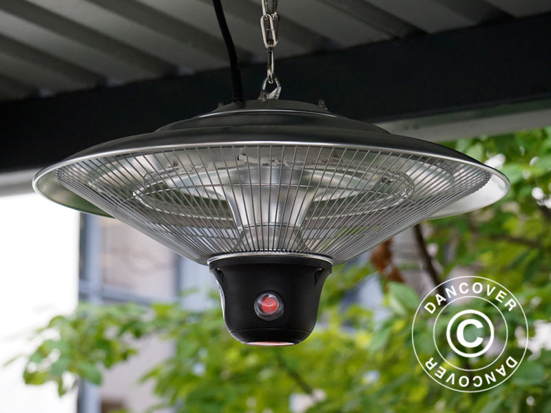 Wiszący promiennik tarasowy PALAU z promiennikiem podczerwieni, 500/1000/1500W, aluminium