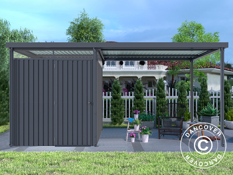 Szopa ogrodowa ze świetlikiem + rozszerzenie, 4,9x2,45x2,26m,&nbsp;12,0m²,&nbsp;Antracyt